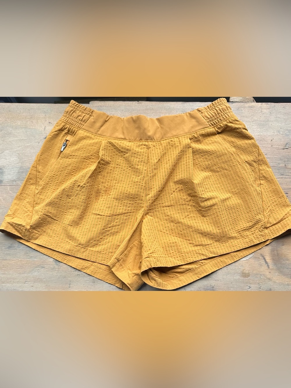 Athleta Mustard Yellow Mesh Athletic Shorts